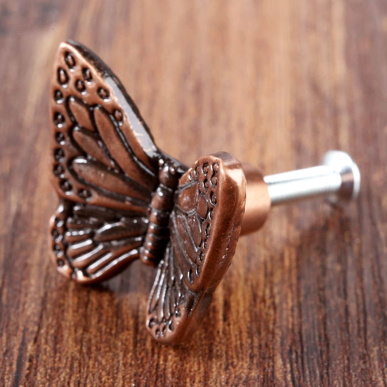 dophee 20Pcs Butterfly Drawer Knobs, Single Hole Decorative Cabinet Handles Pulls for Cupboard Dresser Wardrobe Jewelry Box Wooden Case, 1.4"x 1.22", Red Copper