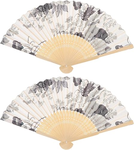 Healifty Decoración del hogar, 2 unidades, ventilador plegable floral estilo chino, abanico plegable de mano de seda, ventilador de mano vintage,