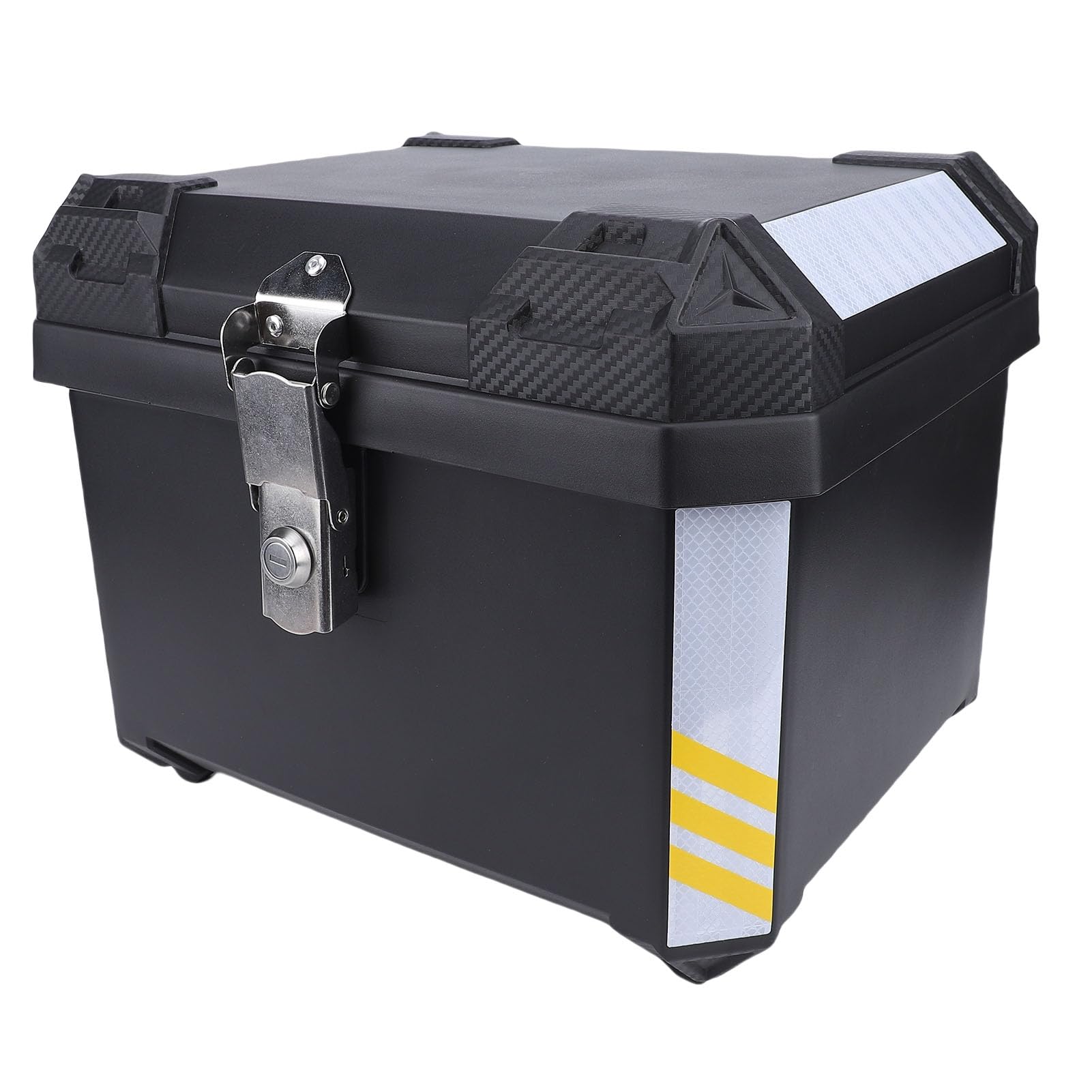 RiToEasysports Kufer Motocyklowy 45L PP Skrzynia Ogonowa Motocykla ze Stali Nierdzewnej z Zamkiem Wyściółka z PU Płyta Bazowa Wodoodporny, Zdejmowany Schowek dla Osób Dojeżdżających do Pracy