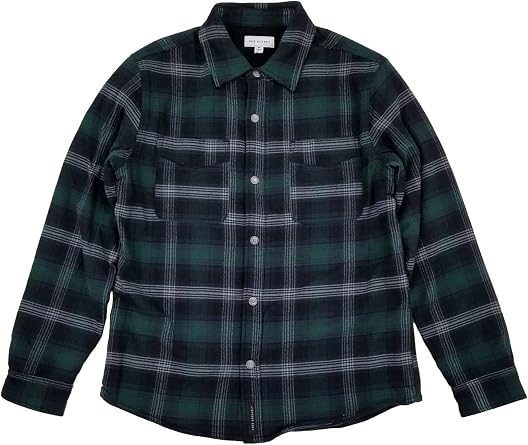 Free Assembly Mens Green & Black Plaid Fleece Lined CPO Shirt Jacket 3X