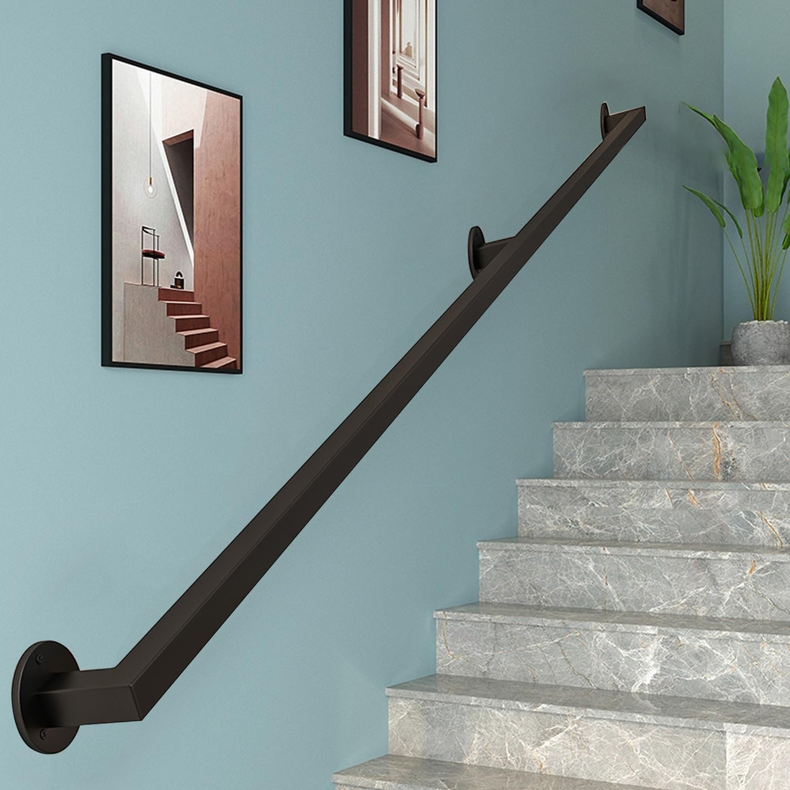 Rampe d'escalier intérieur et extérieur pour un accès sécurisé au jardin