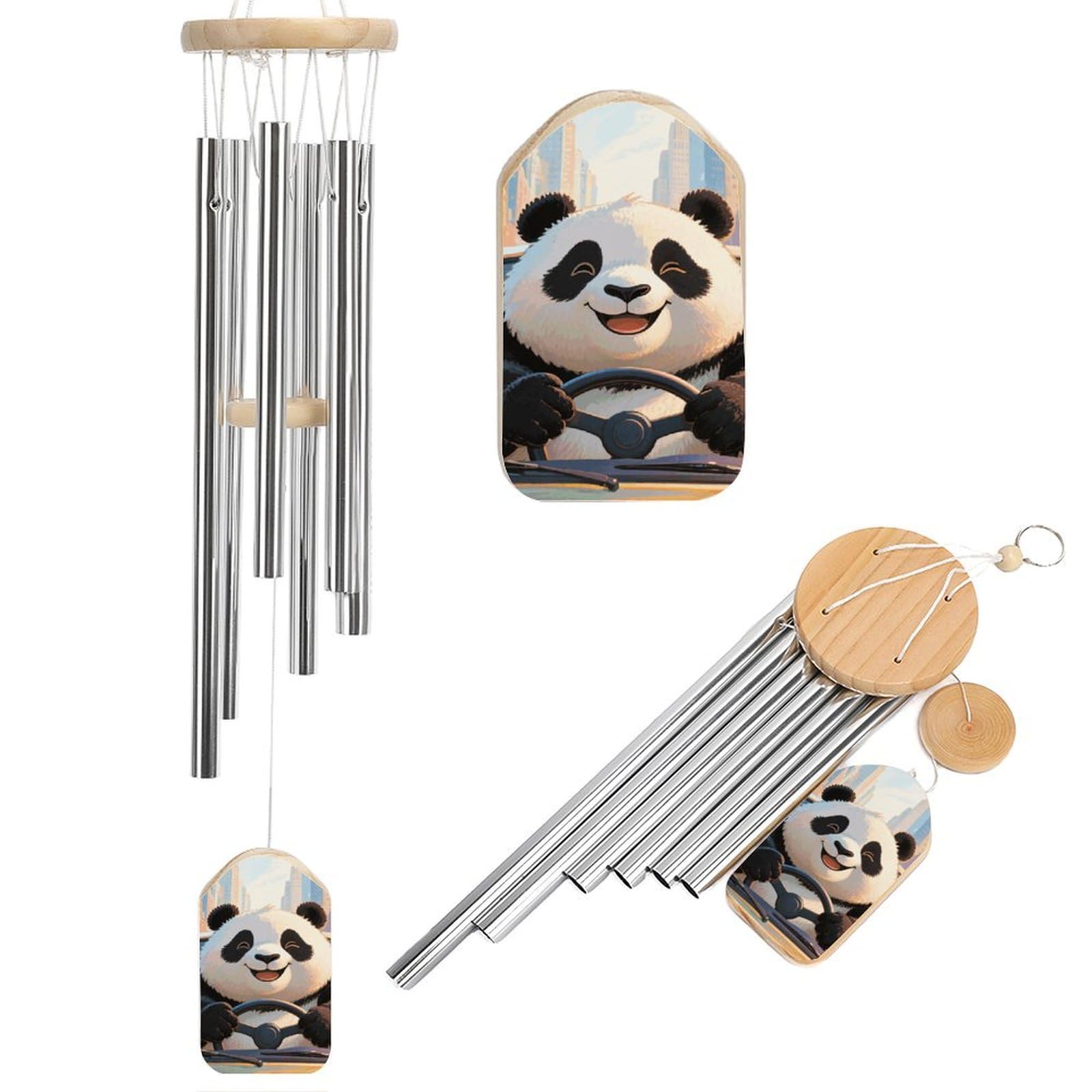 Carillon à vent extérieur panda de deuil au ton profond pour jardin et terrasse