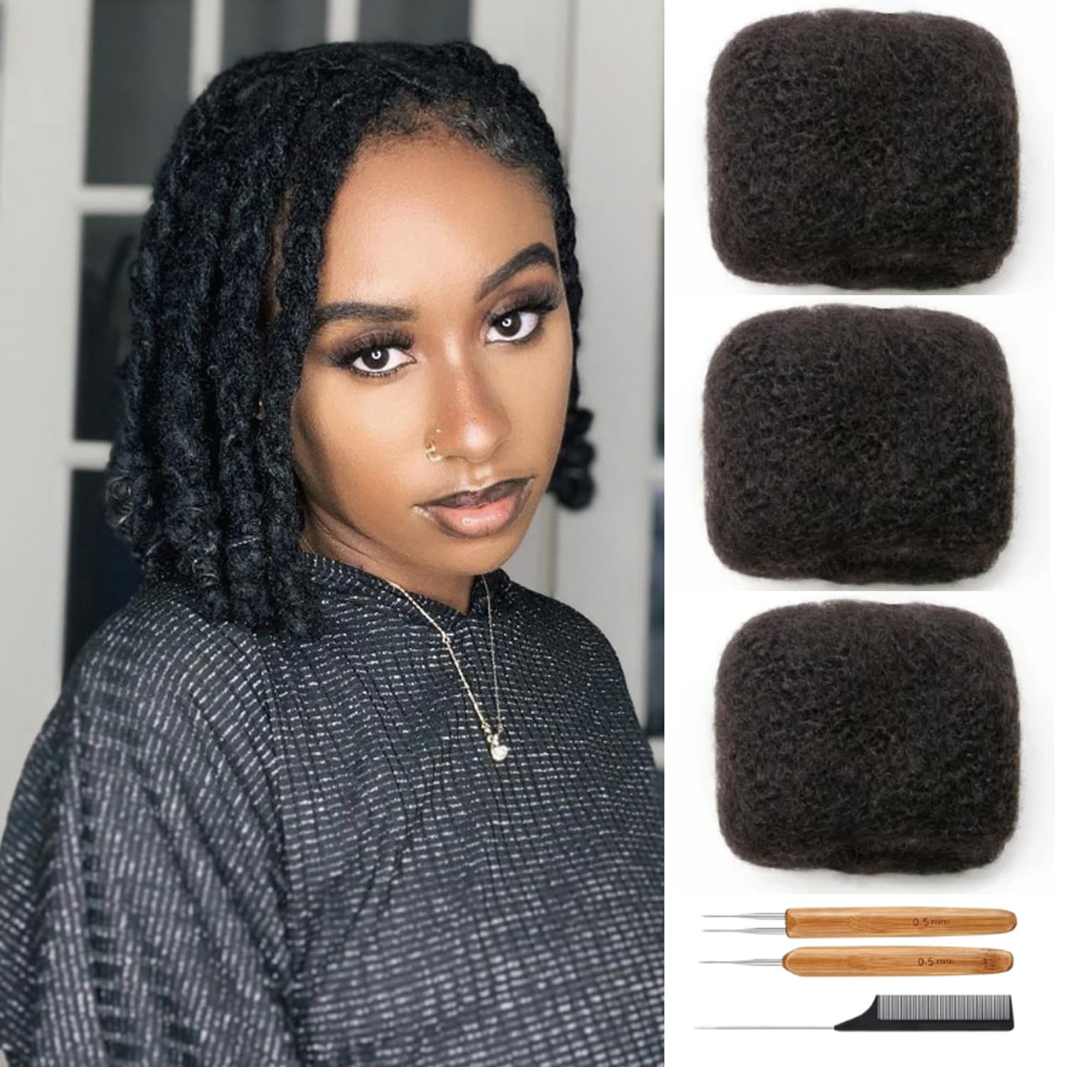 Afro Kinkys Bulk Human Hair for Dreadlock Extensions 8