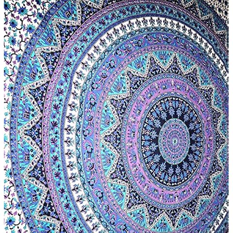 Large Indian Mandala Tapestry Hippie Hippy Wall Hanging Throw Bedspread Dorm Tapestry Decorative Wall Hanging , Picnic Beach Sheet Coverlet by Labhanshi Cover