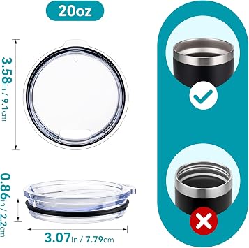 2 PACK 20 oz Replacement Lids for YETI 20 oz Tumbler, 20 oz Tumbler Lid for Yeti Tumbler and SUNWILL,BJPKPK,WETOWETO,CIVAGO