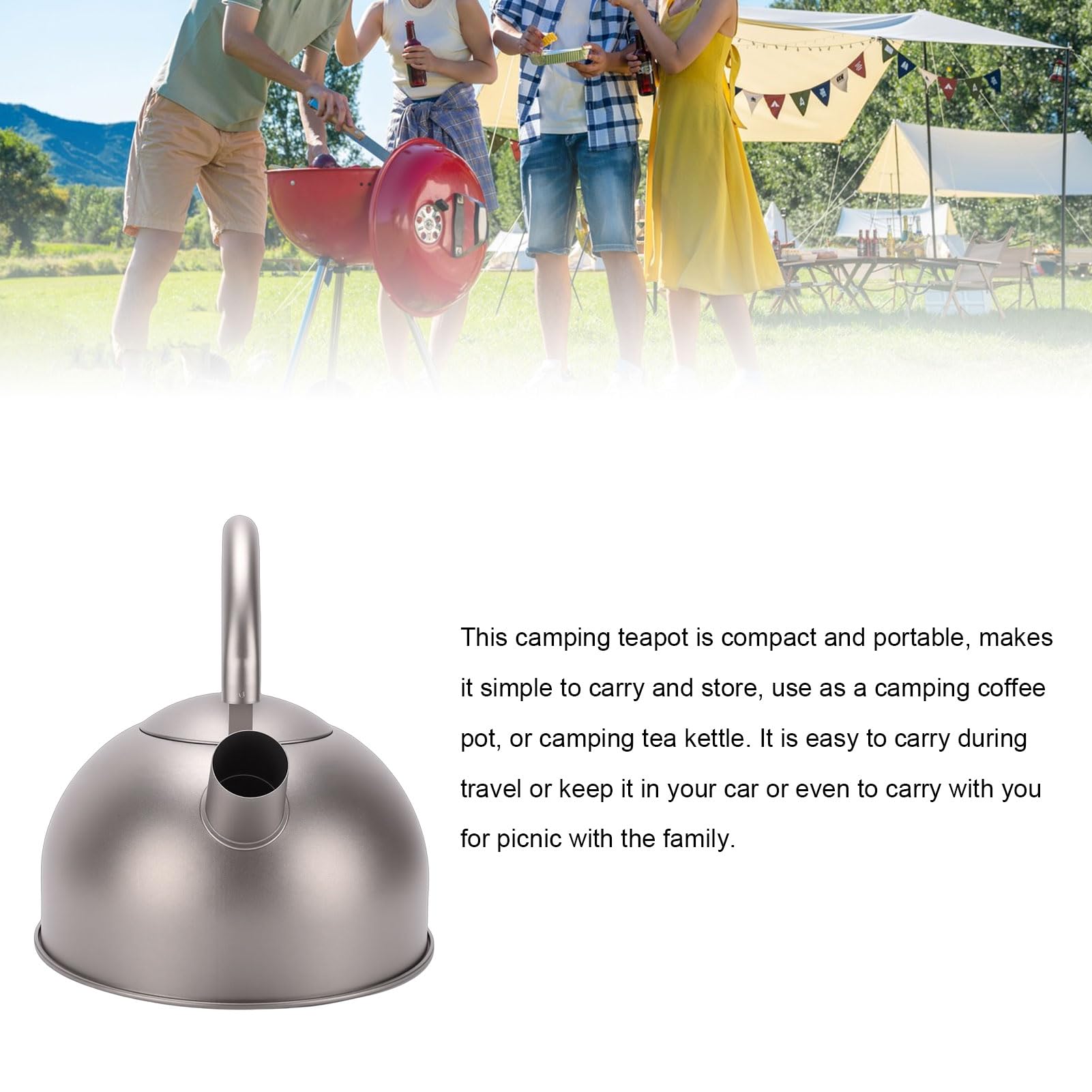 Pssopp Hervidor de Camping de 1,2 L, Teteras de café y té, Agua Hirviendo, Fuego Abierto, café y Tetera para Cocinar Al Aire Libre, Uso de Fogata con Mochila, Hervidor de Camping de 1,2 L, Fogata