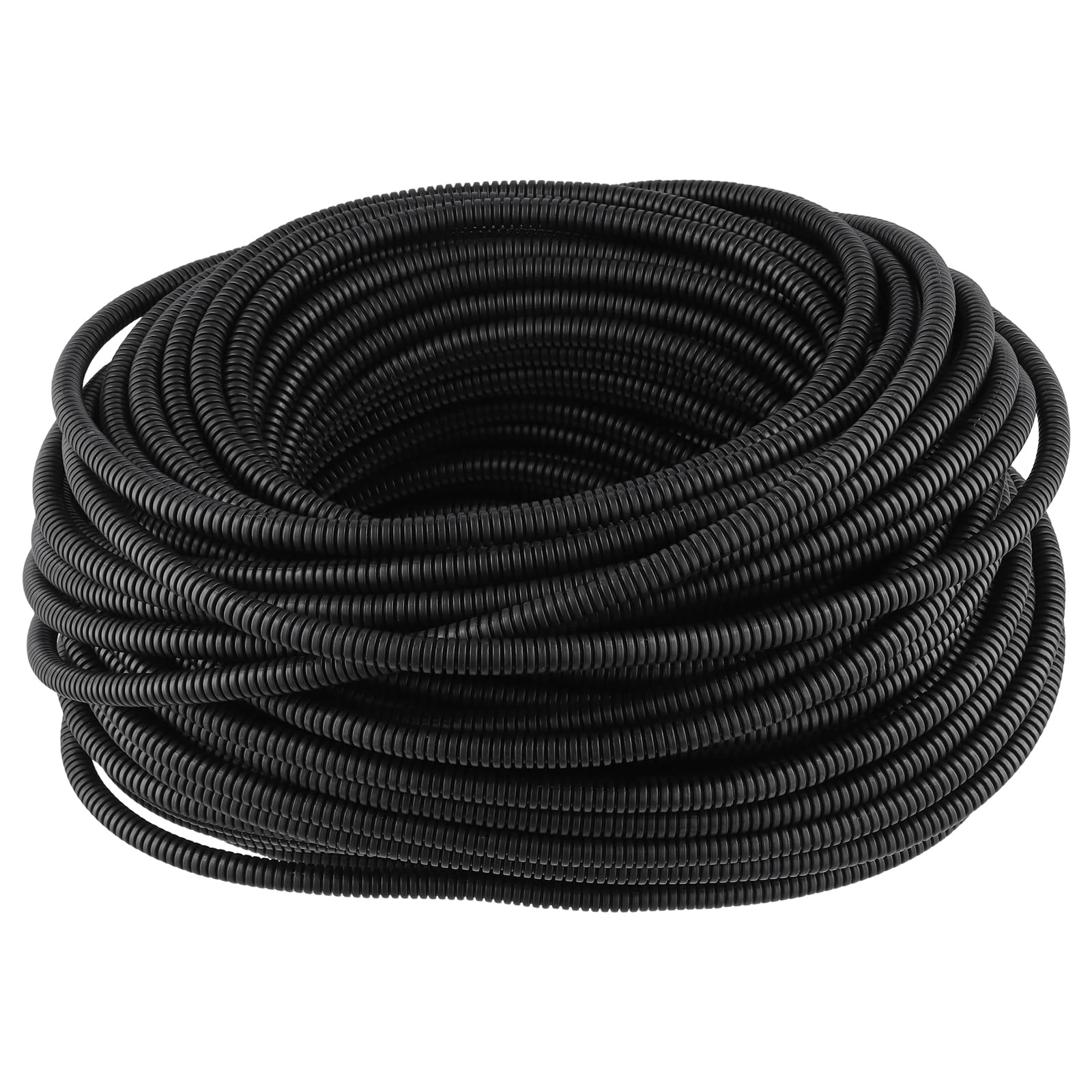 Tubo Corrugato Flessibile 10 mm x 60 m, Matassa in Polipropilene Nero, Guaina Protettiva per Cavi Elettrici e di Terra