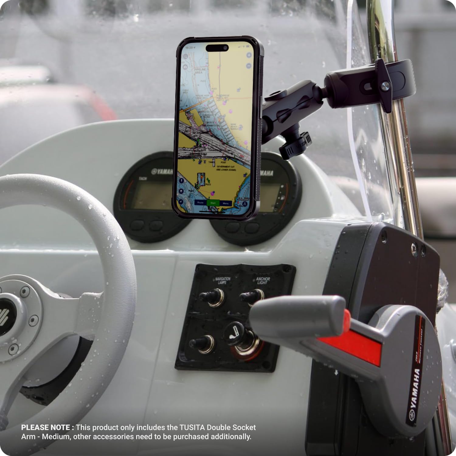 Supporto Doppia Presa TUSITA - Braccio Corto Per Montaggio A Sfera | Compatibile Con Accessori 1 Pollice - Foto 2