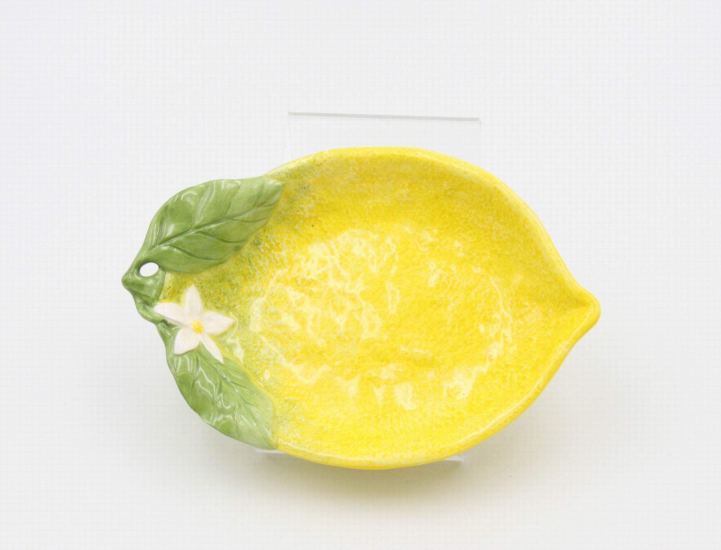 Cosmos Gifts Fine Ceramic Lemon Hill Lemon with White Lemon Flower Design Candy Dish Set of 2 (2 pcs Set), 6-7/8"