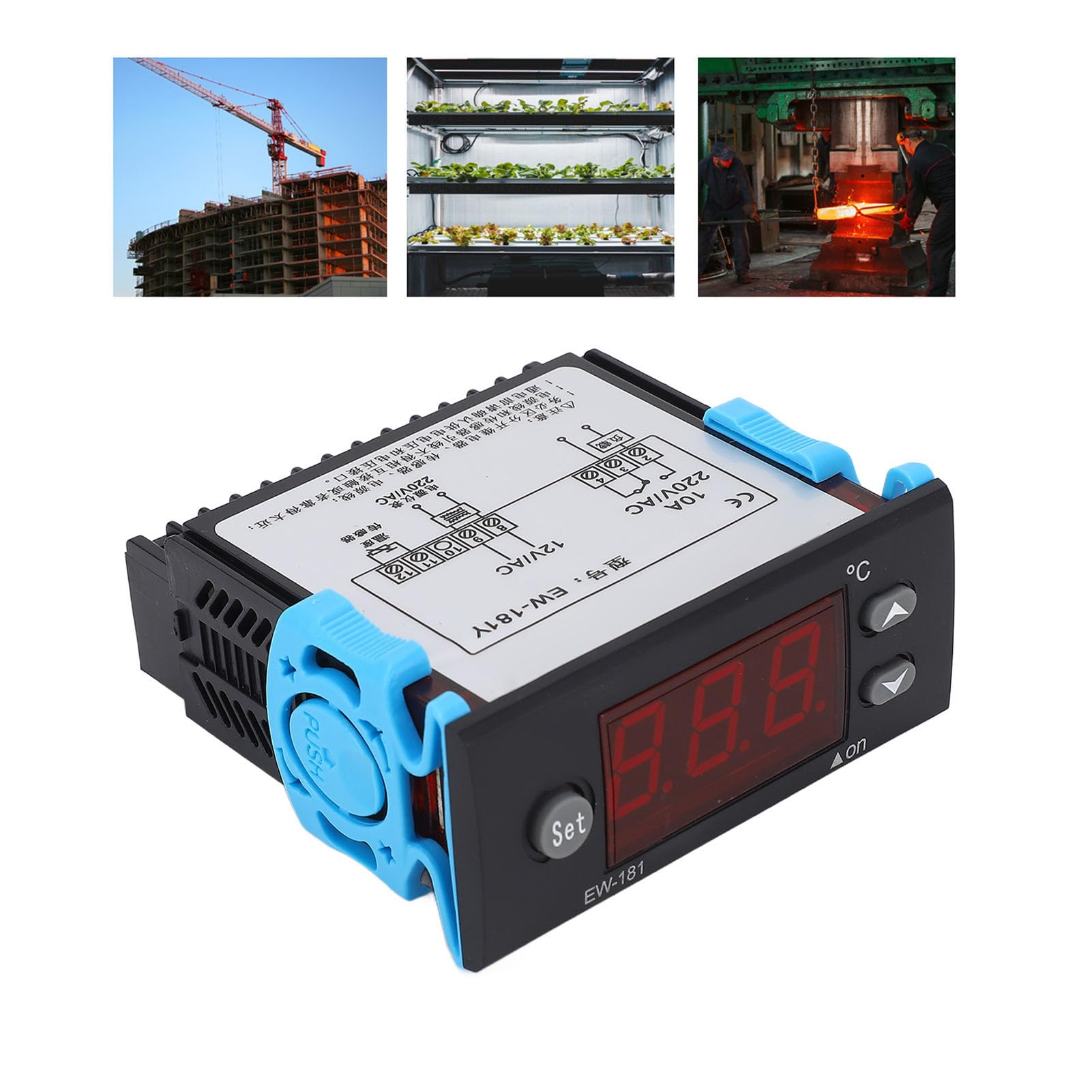 Fockety Kit de Contrôleur de Température, Thermostat de Micro-Ordinateur à Affichage Numérique de Chauffage de Refroidissement, Régulateur de Température de Haute Précision pour équipement