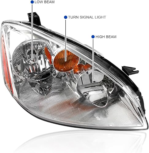 Miniatura 3 de Spec-D Tuning Jdm - Faros delanteros cromados transparentes con reflector ámbar, compatible con Nissan Altima 2002-2004 L+R Par de faros delanteros