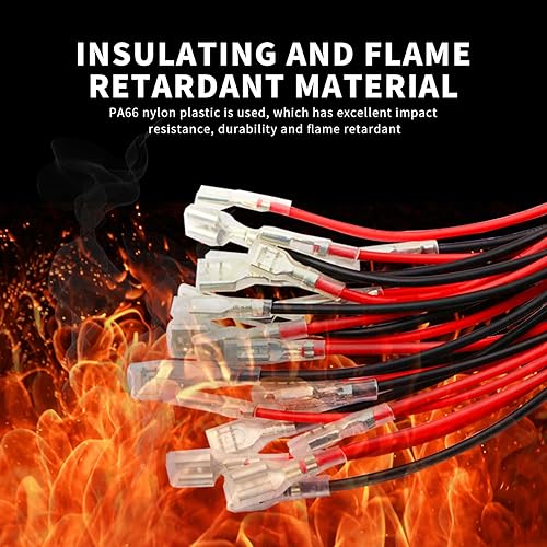 Miniatura 7 de 30 terminales de crimpado de doble cabeza de 0.248 in con funda aislante con alambre rojo + negro hembra pala kit surtido de empalme rápido 11.82