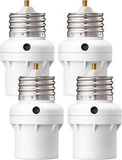DEWENWILS Light Sensor Socket, E26/E27 Light Socket Adapter, 360Â° Sensor Rotation, Dusk to Dawn Light Bulb Sockets for Porch Light, Wall Light, Compatible with LED/INC/CFL/Halogen Bulbs, 4 Pack