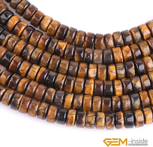 Miniatura 5 de Gem-Inside - Cuentas de ojo de tigre amarillo de 0.079 x 0.157 in para fabricación de joyas, cuentas de piedras preciosas de superficie lisa,