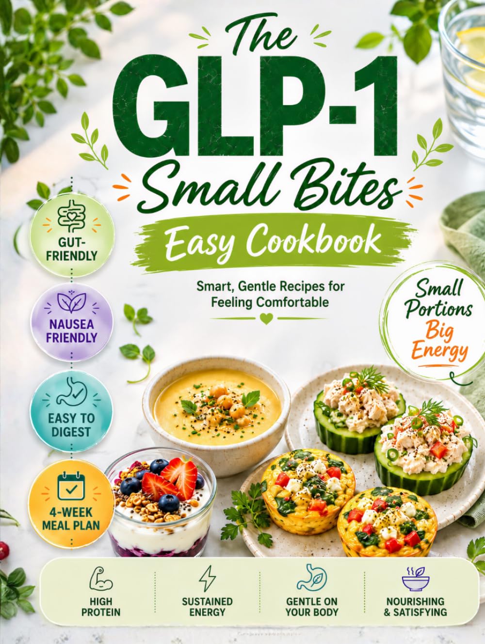 The GLP-1 Small Bites Easy Cookbook: Simple Delicious High-Protein Healthy Recipes for Weight Loss with Low Appetite, to Reduce Side Effects, Nausea and Protect Muscle Mass | 4-Week Meal Plan