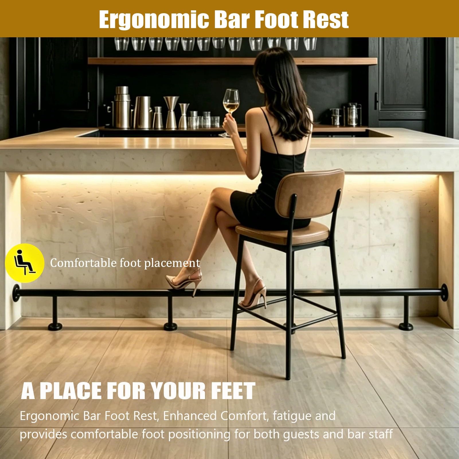 Repose-pieds De Barre En Acier Inoxydable Pour Pub Et Restaurant, Support De Repose-pieds De Bricolage Intérieur Et Extérieur Pour Barre, Garde-corps De Pied À Haute Charge De 330 Lb