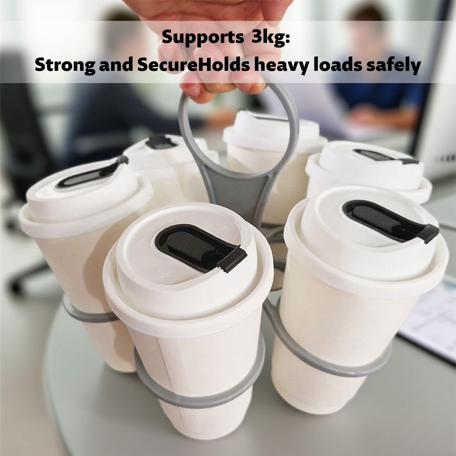 Super Carry Lot de 2 porte-gobelets pliables, pour 6 gobelets, pour café, boissons et bière, robustes et réutilisables