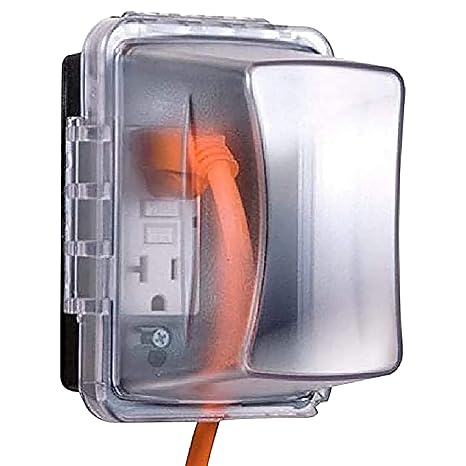 Taymac MM710C Weatherproof Single Outlet Cover Outdoor Receptacle Protector, 4-3/4 Inches Deep, Clear