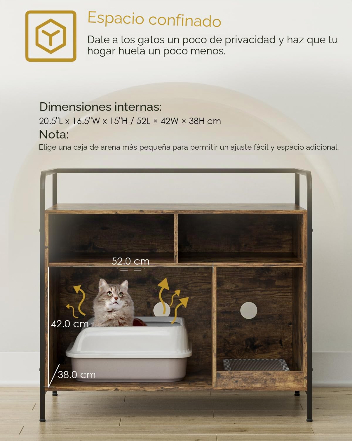 Caja de Arena para Gatos, casa para Interiores, Moderna Caja de Basura de Medio Century, Muebles Ocultos con Alfombrilla para rascar