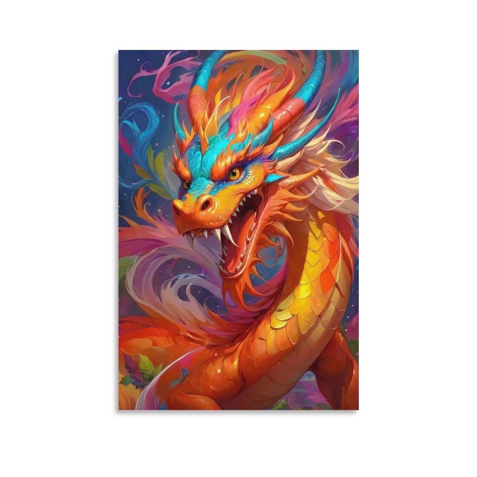 DHBANEIOK Fantasy Dragon Art_1_1 Poster Artwork Giclee Canvas Prints Modern Canvas Wall Art Picture Wall Hanging for Bathroom Wall Decor 24x36inch(60x90cm)