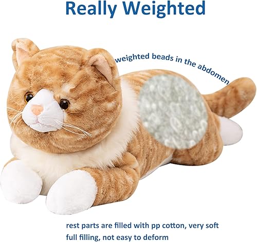 Miniatura 4 de Animales de peluche con peso de gato, 3.9 libras, juguete de peluche realista con peso de gato, almohada de animales de peluche con peso lindo,