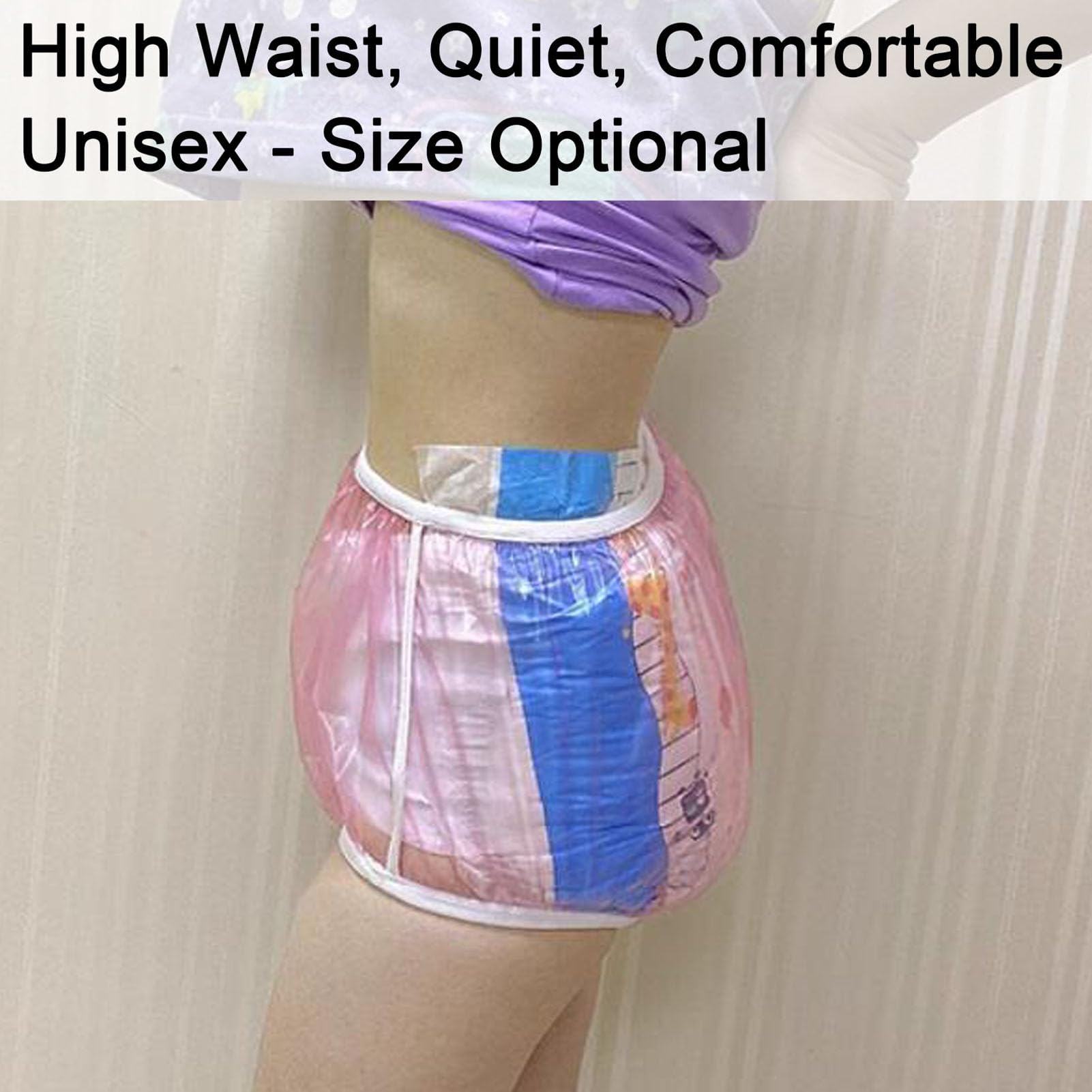 Cubrepañales para Adultos Incontinencia Ropa Interior Impermeable Antifugas Suave Pantalones Braga de Incontinencia de Plástico UnisexPink,M