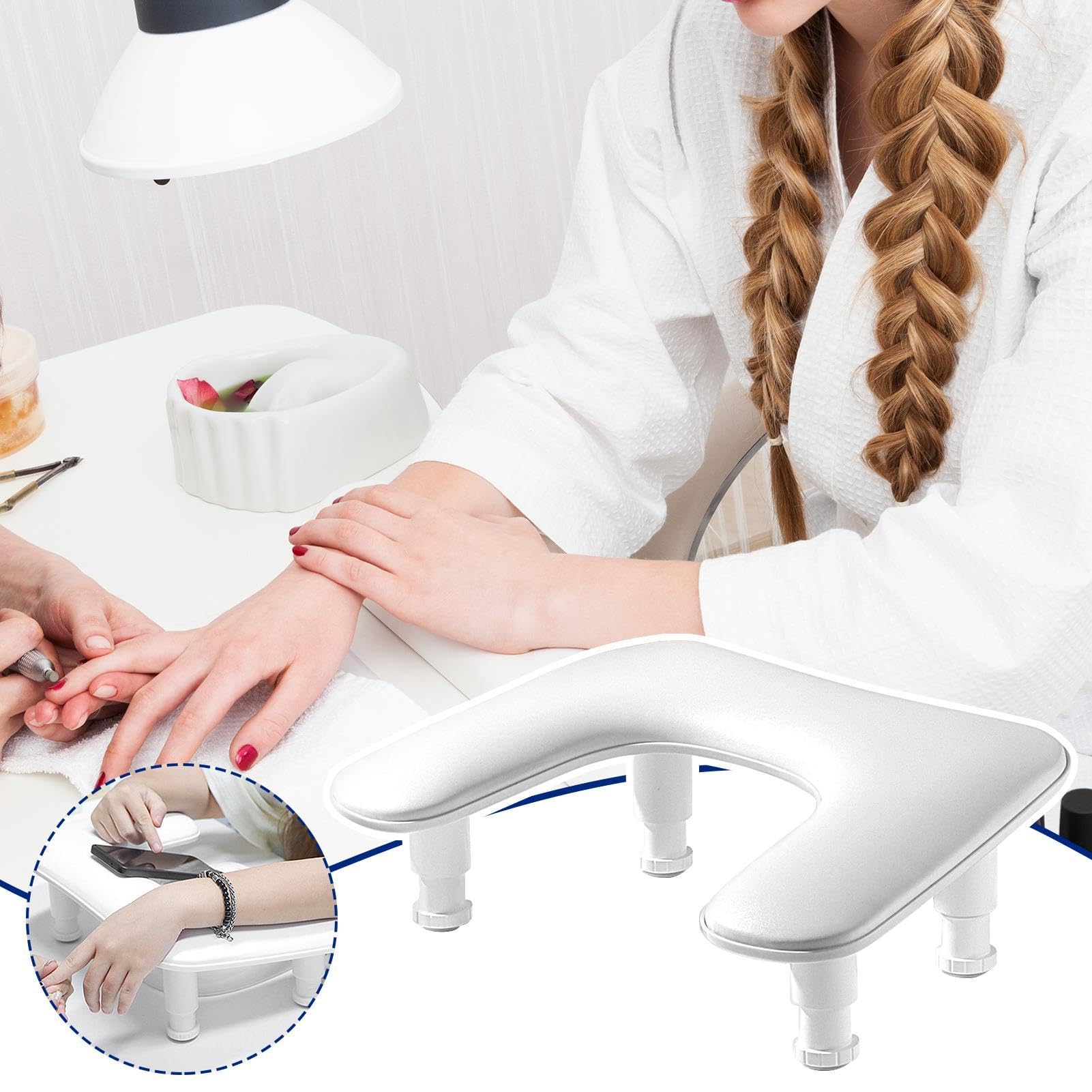 Podpórka Do Techniki Paznokci W Kształcie U Regulowana Podpórka Do Paznokci | Miękka Poduszka Na Przedramię Dla Manicure, Kobiet, Przyjęć, Salonu, Domu, Podróży, Sklepu