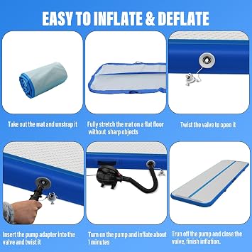 IBATMS Inflatable Gymnastics Mat 10/13/16/20ft, Air Tumbling Mat Track