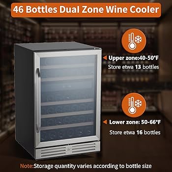 ワインファウンテン Amazon.com: 46 Bottle Wine Cooler Refrigerator, 24 Inch Dual