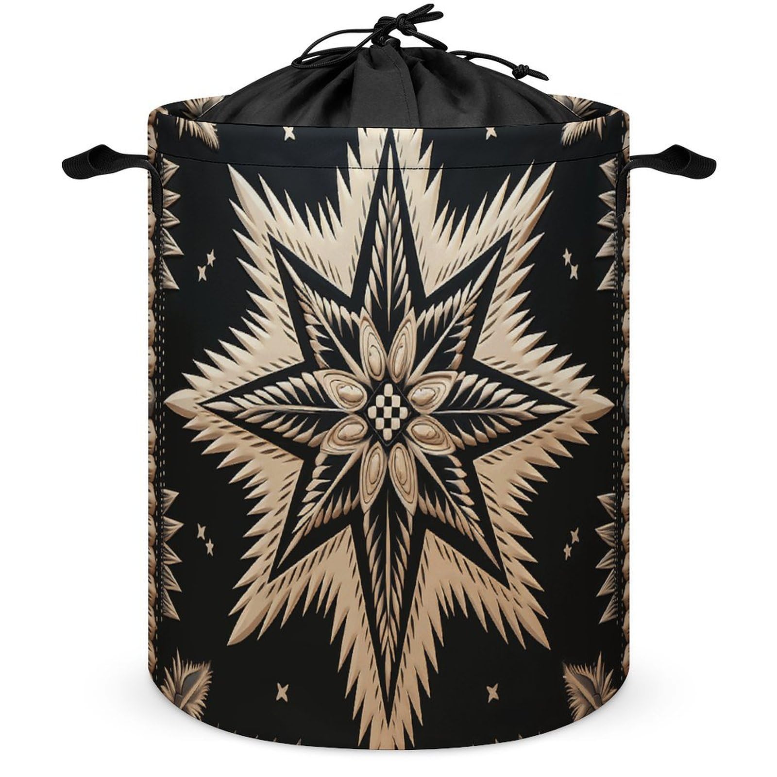 Panier à linge pliable tribal avec poignées pour chambre et salle de bain