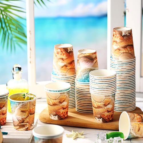 Miniatura 7 de Umigy 100 vasos de papel desechables de 8 onzas, vasos de papel desechables para baño, enjuague bucal, vasos desechables para fiestas de verano,