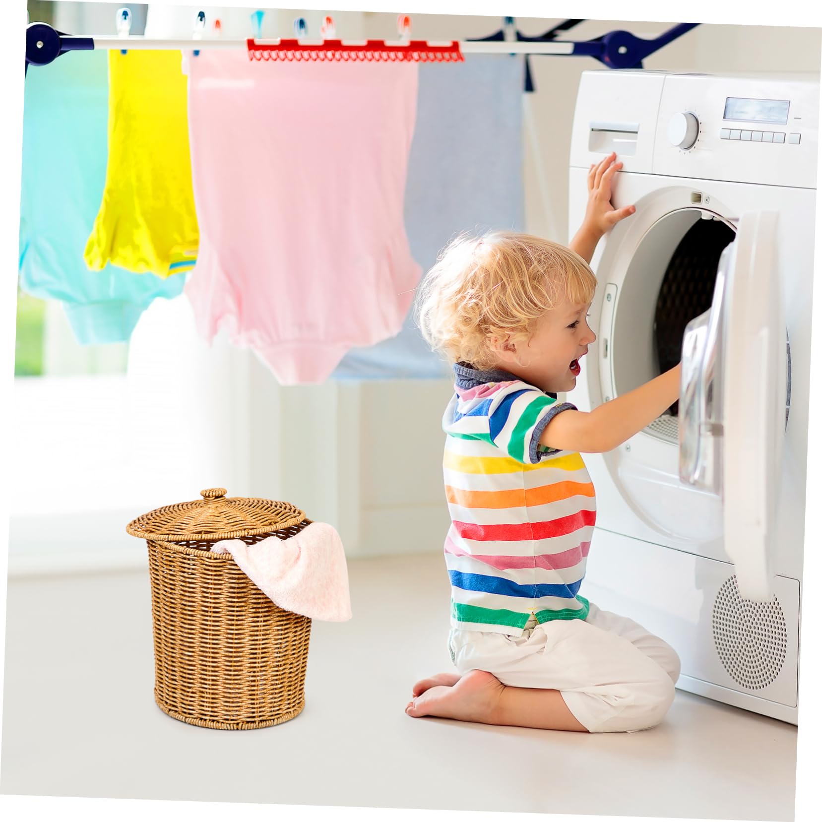 Kichvoe Cesta De Ropa Sucia Con Tapa 11.41X9.25X7.87 Pulgadas Contenedor Multifuncional Para Almacenamiento En Dormitorio Baño Juguetes Y Artículos Diversos