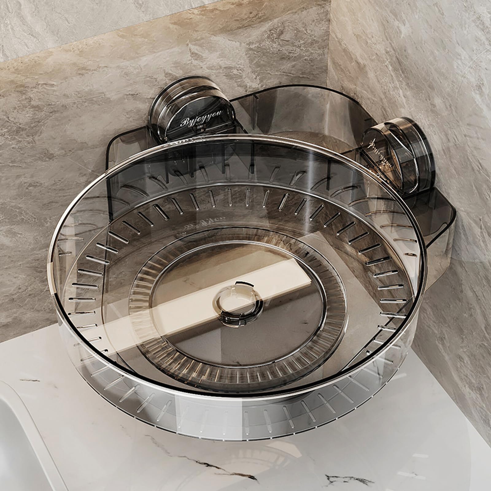 TruRim 360 Rotating Corner Shower Caddy with Strong Suction Cups Easy to Install and Removable Shower Shelves for