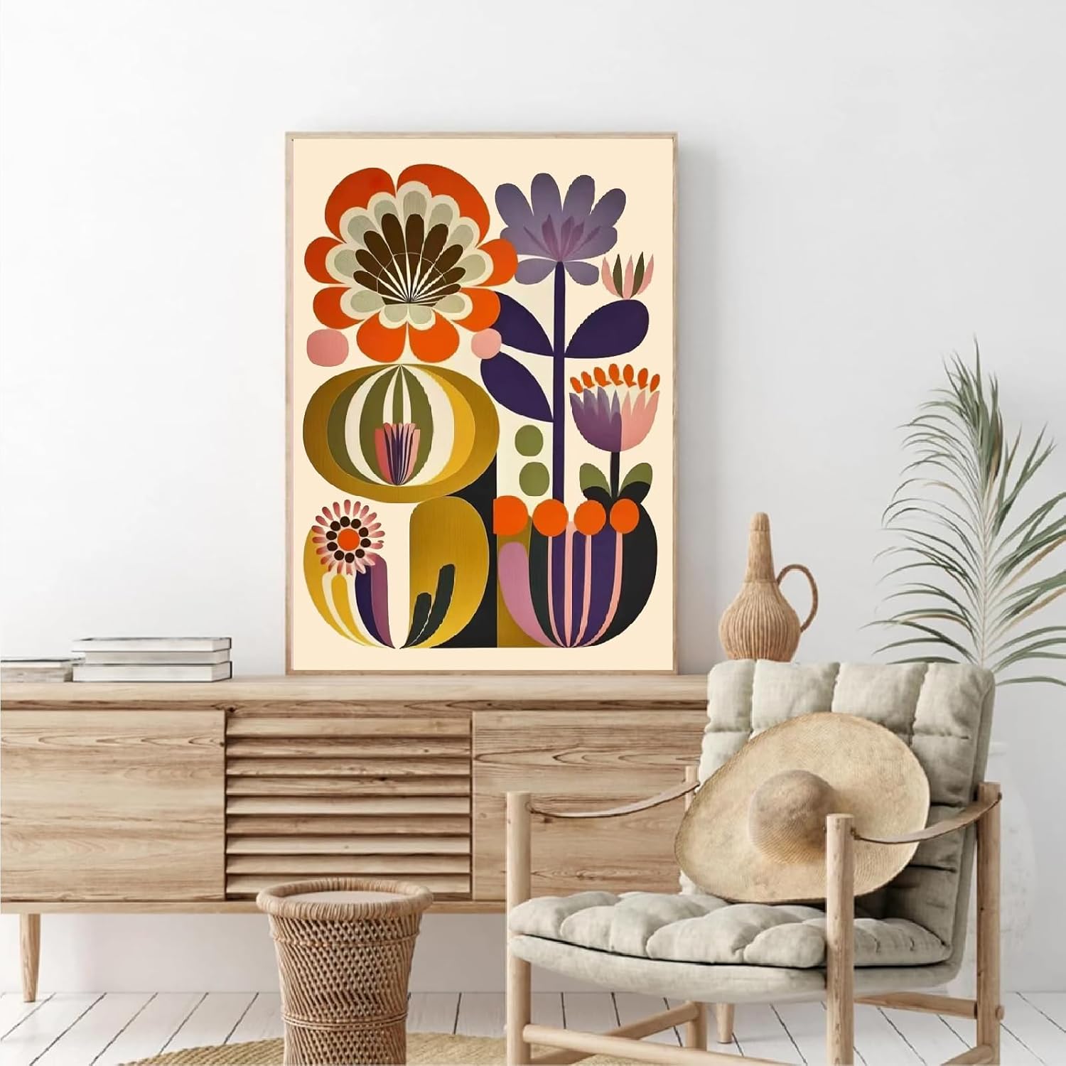 Clendo 6 Packs Floral Paint by Numbers Kit for Adults, Easy Flowers Paint by Number for Adults Beginner, DIY Painting by Numbers Canvas for Home Decor 8 x 12 Inch（Without Frame）