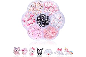 140 Pcs Nail Charms: Sanrio 3D Slime Nail Decorations Flatback Resin Charms