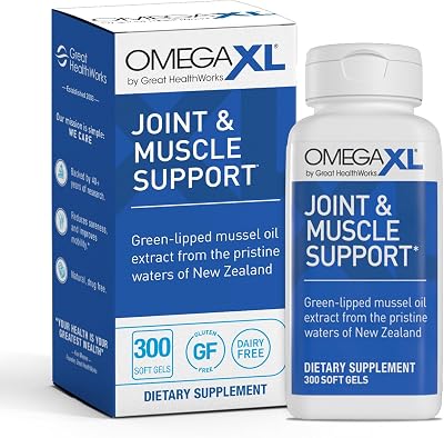 OmegaXL Joint Support Supplement - Natural Muscle Support, Green Lipped Mussel Oil, Soft Gel Pills, Drug-Free, 300 Count