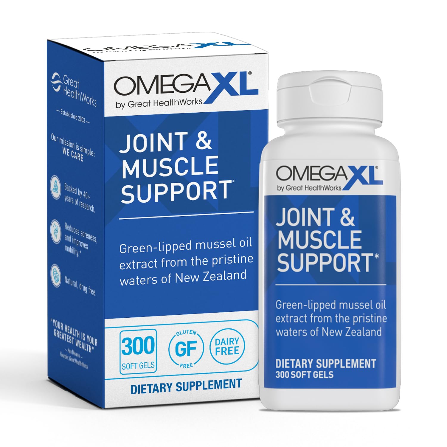 OmegaXL 300 Softgels - Green Lipped Mussel New Zealand, Omega 3 Natural Joint Pain Relief & Inflammation Supplement