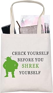 LEVLO Funny Monster Movie Cosmetic Make Up Bag Green Monster Fans Gift Check Yourself Before You Shrek Yourself Makeup Zipper Pouch Bag For Women Girls, Check Yourself Shrek Tote, Make Up Bag