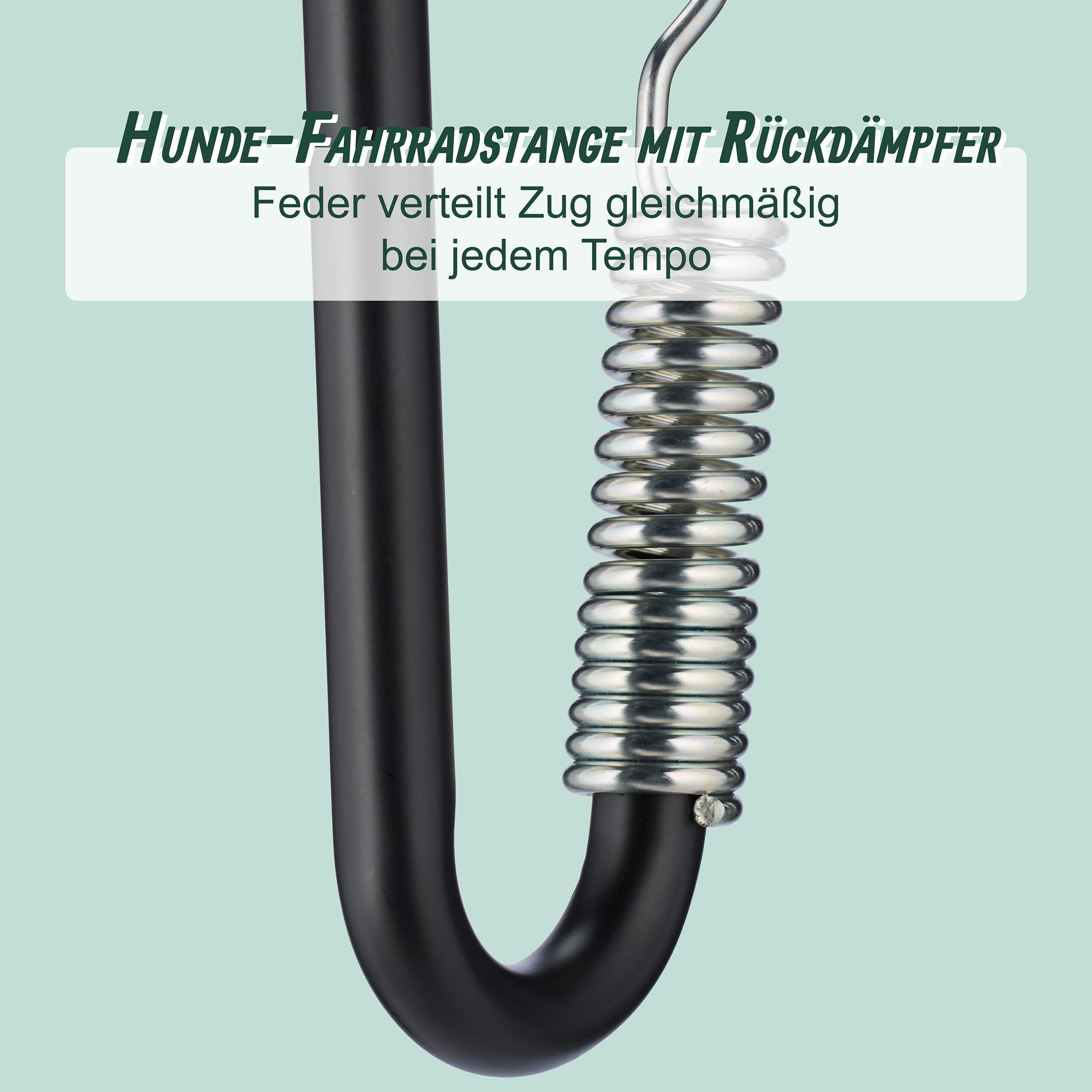 Relaxdays Fahrradleine Hund, Hundestange für Fahrrad, Hundeleine mit Abstandshalter & Feder, Hände frei, schwarz/Silber