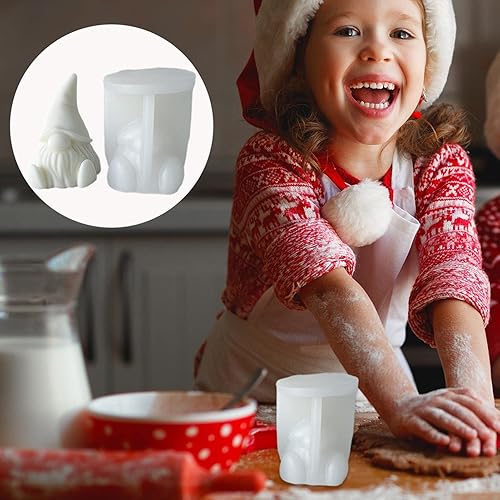 Miniatura 9 de Molde de vela de silicona 3D, lindo molde de fundición de escultura de gnomo de Papá Noel de Navidad, molde de resina hecho a mano, molde de cera