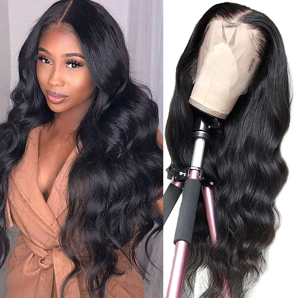 9A Lace Front Wigs Human Hair 16inch Body Wave Human Hair Wigs For Black Women 13X4 Brazilian Lace Front Wigs Body Wave Lace Front Wigs with Baby Hair (16", Natural Color)