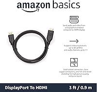 Vista 2 de Yaxa Basics Cable DisplayPort a HDMI, unidireccional, chapado en oro, video y audio, 3 pies, negro
