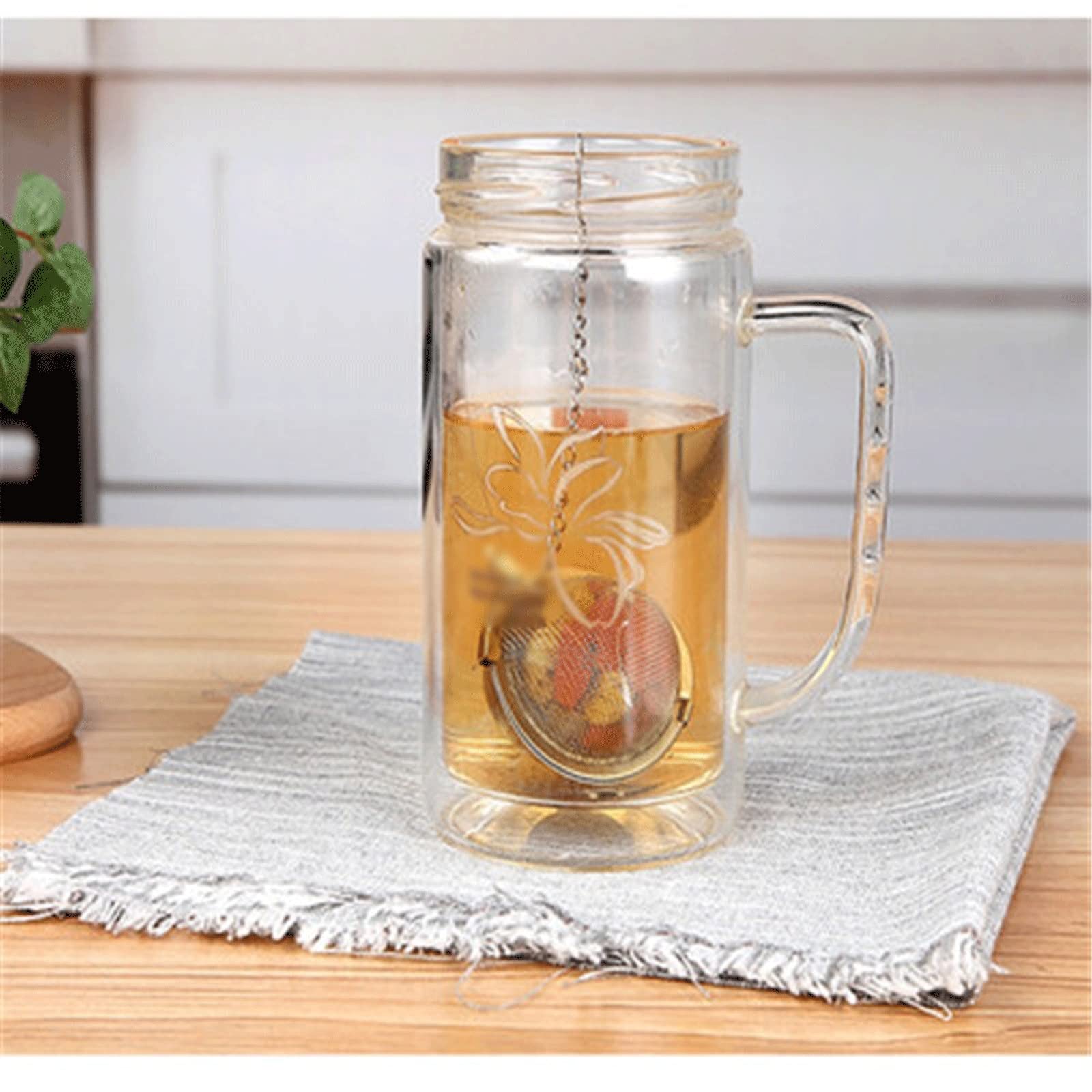 Colador de té de acero inoxidable, bandeja de tetera, colador de té de especias, accesorios de cocina, juego de té (7 cm)
