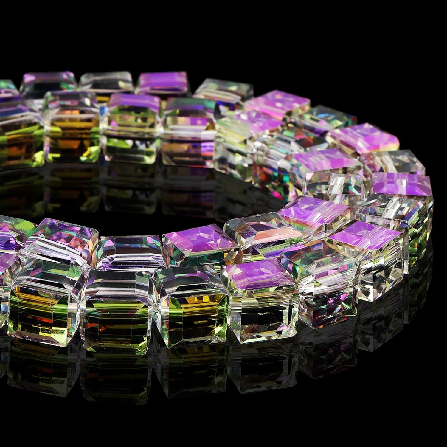 8mm Sparkle Cube Crystal Beads for Jewelry Making - Faceted Spacer Beads for Bracelets(94-100pcs, Translucent Purple) - Image 2