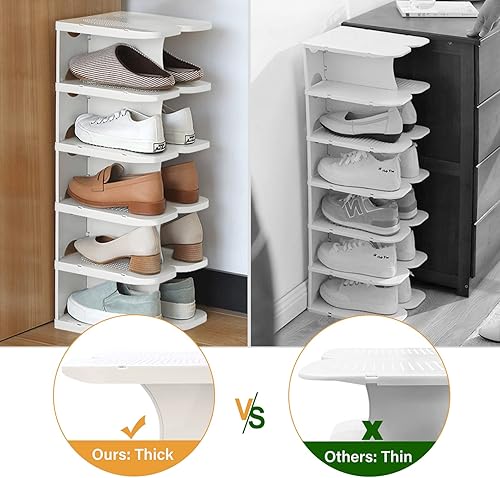 Miniatura 8 de TXALWIQ Zapatero grueso de 6 niveles organizador de zapatos independiente para armario cubo de zapatos perezoso torre de zapatos combinada gratuita