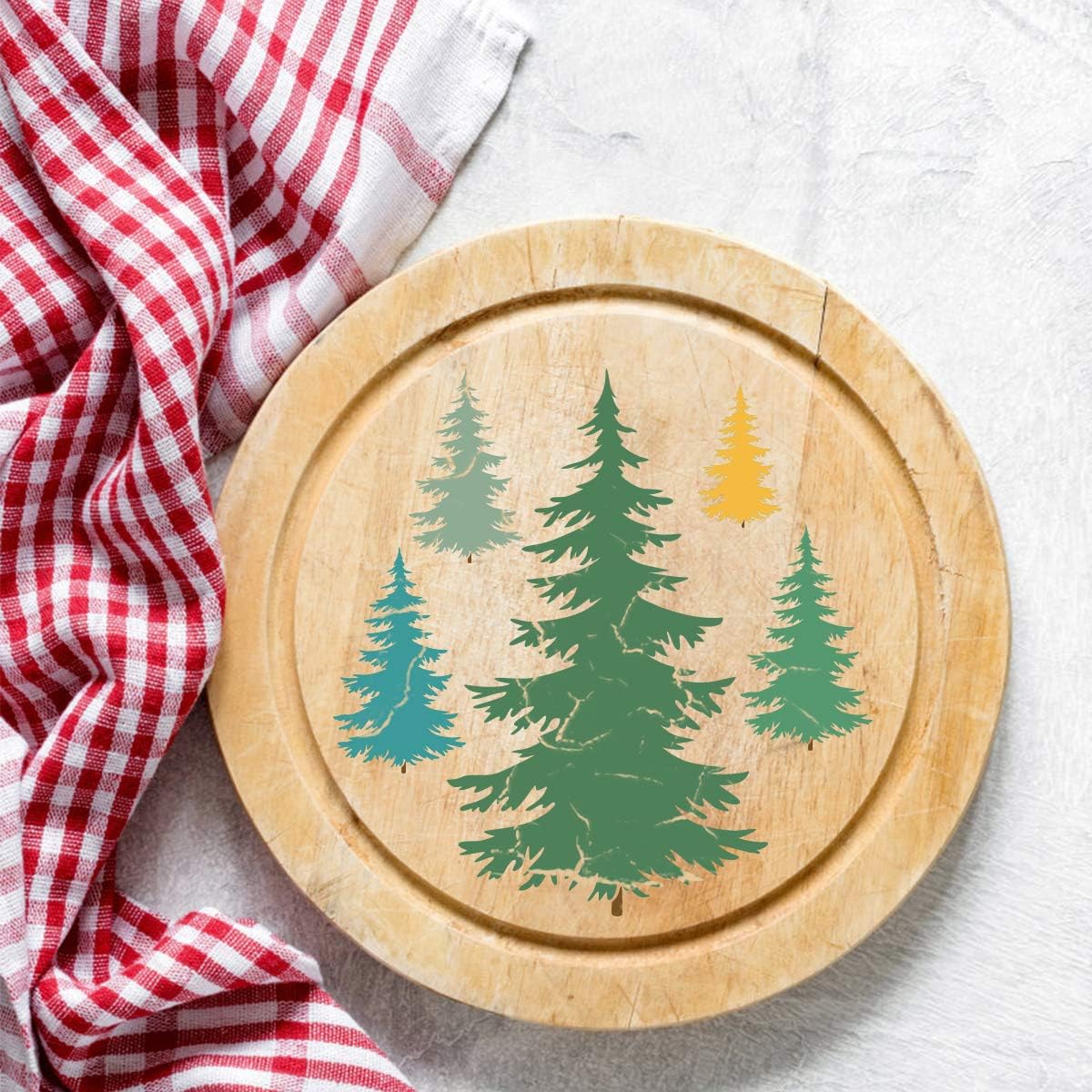 Tree Stencils, Tall Pine Fir Tree Cypress Cedar Fall Wall Stencil 3 Packs for Painting on Wood Furniture Canvas Home Decor Crafts Trees Reusable Mylar Stencils 6"x12"