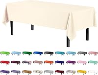 Vista 58 de Exquisito mantel redondo de plástico Party Solids morado, 84 pulgadas, paquete de 4