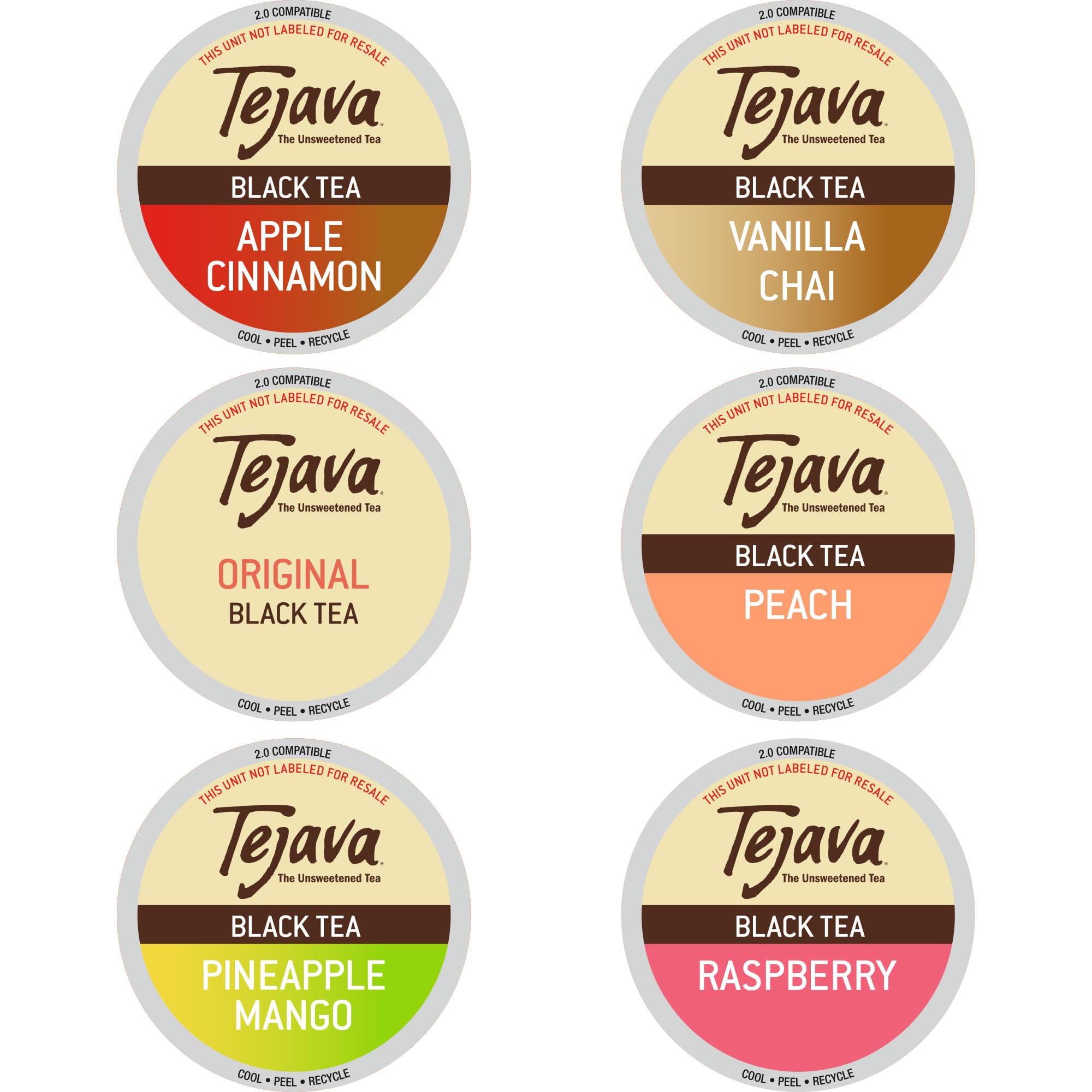 Tejava Tea Variety Pack, 52ct, 6 Assorted Blends, All Natural Unsweetened Flavored Recyclable Single Serve Black Tea Pods, Tea Leaves Sourced Exclusively From Rainforest Alliance Certified™ Farms