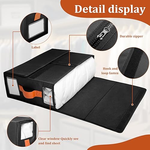 Miniatura 5 de SIYNPAV Paquete de 4 organizadores de sábanas y almacenamiento, juego organizador de sábanas plegable con doble asa (tamaño Queen o King),
