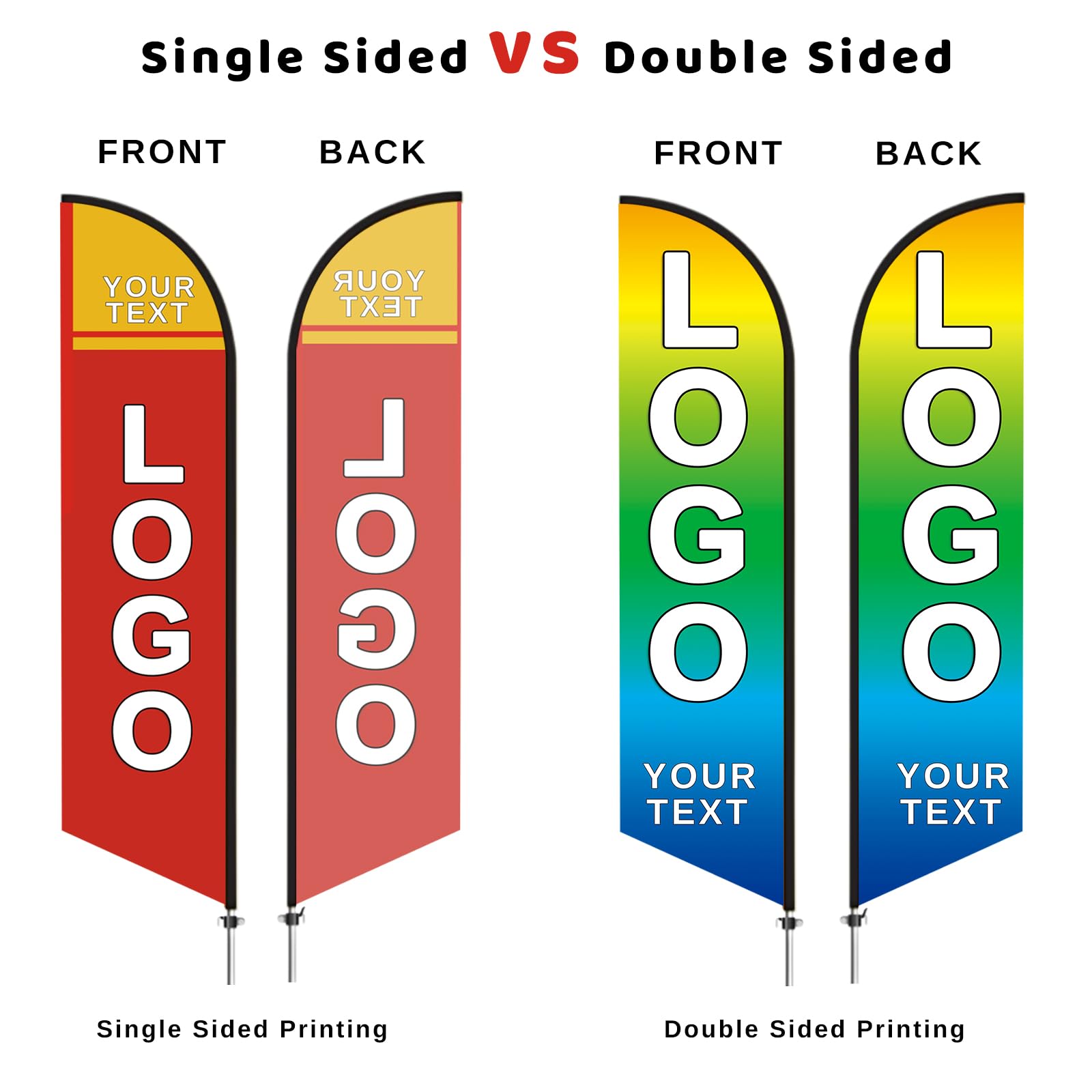 Personalisierte Feder Flaggen mit Stangen-Set Personalisiertes Ladenschild Federfahne für Geschäftsförderungsbanner Doppelseitiger Druck - 11 Fuß/3,4 Meter